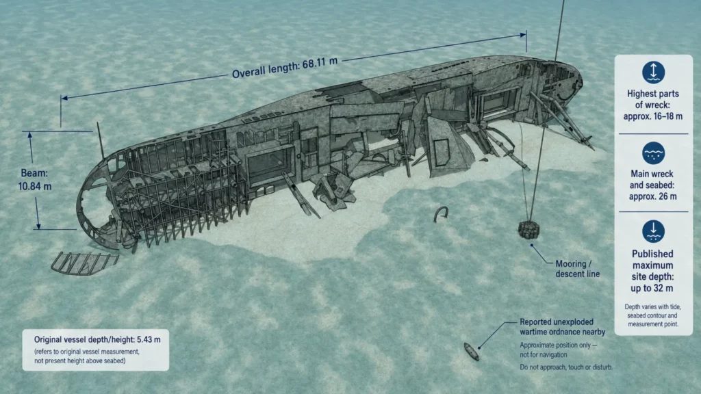 Hardeep Wreck Structure, Depth and Diving Conditions